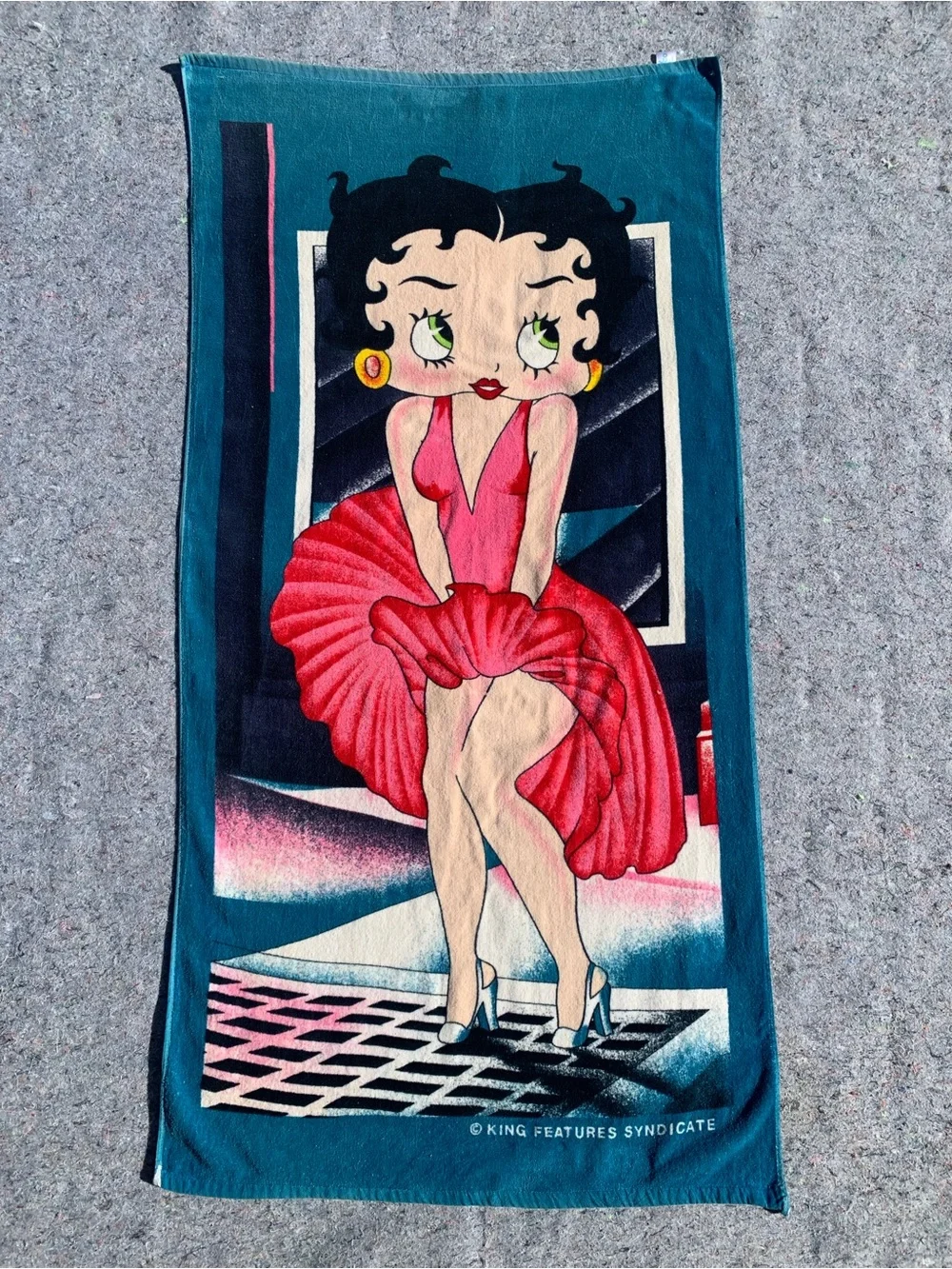Vintage Jay Franco Betty Boop cotton terrycloth beach towel 60x29”